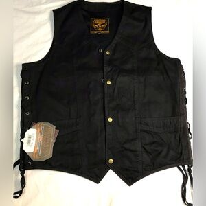 Milwaukee Performance Biker Vest Mens‎ XL Black Denim Conceal Carry Gun Pockets